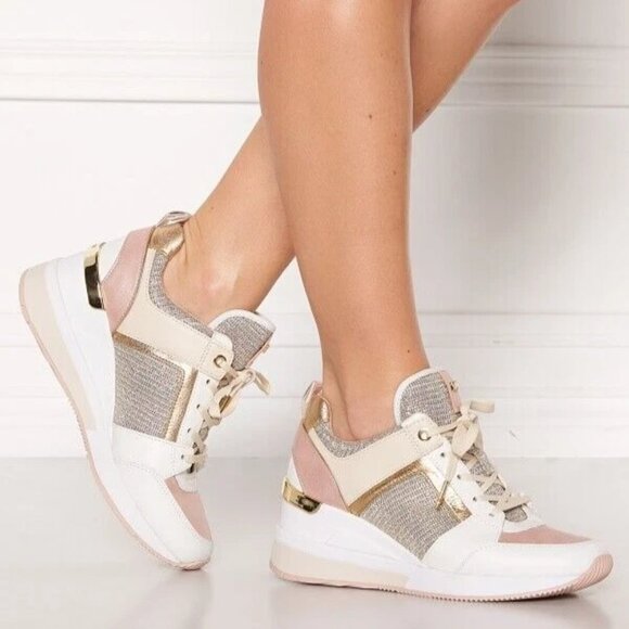 Michael Kors Georgia Trainer Soft Pink Multi Platform Wedge; Size 11 - Picture 1 of 10